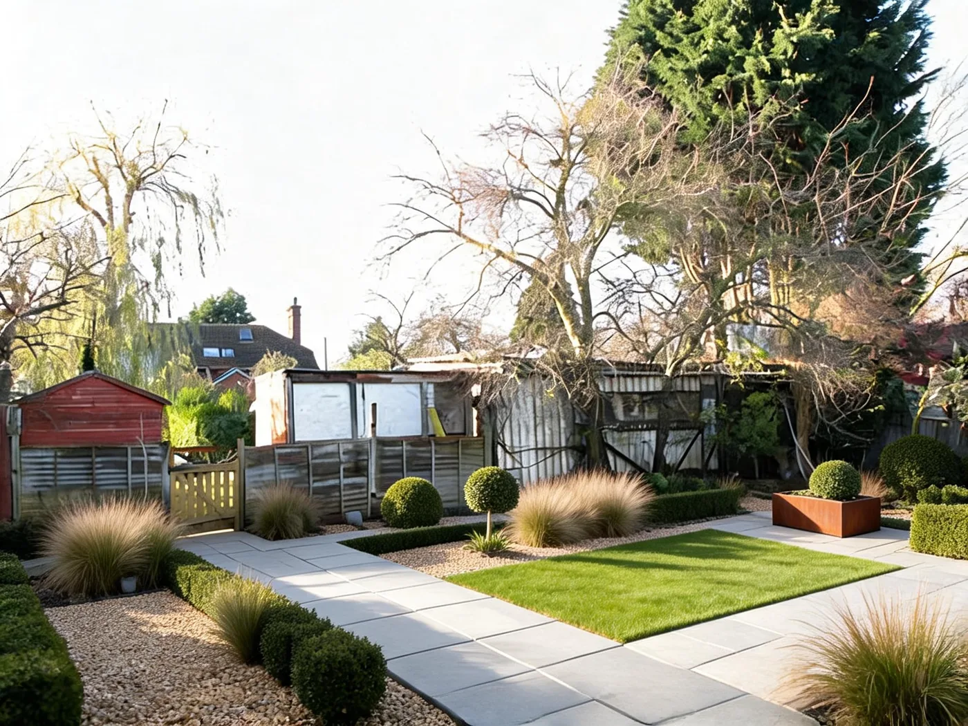 Backyard lawn, Modern — after