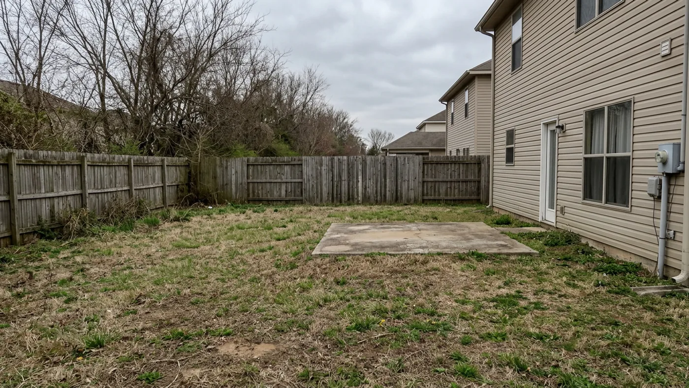Backyard, Patio & pergola — before