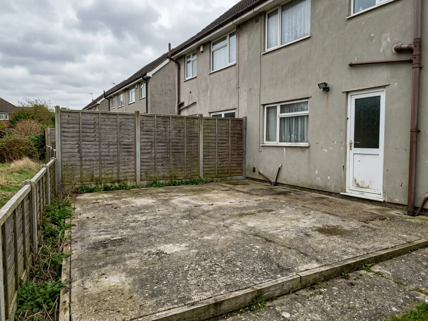 Patio, Pavers & planters — before